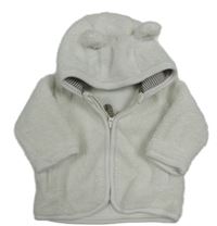 Bílá chlupatá propínací mikina s kapucí H&M
