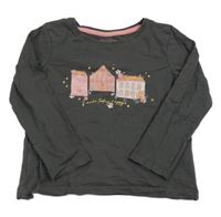 Tmavošedé triko s domky Primark