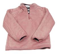 Růžová chlupatá oboustranná mikina se stojáčkem Next