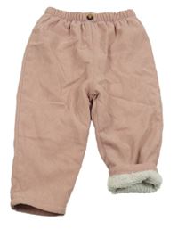 Světlerůžové zateplené manšestráky Shein