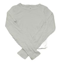 Bílé žebrované crop triko H&M