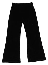 Černé pruhované flare sametové kalhoty F&F