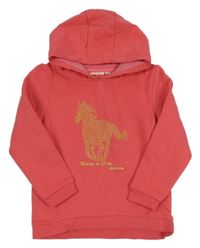 Růžová mikina s s koníkem a kapucí kids