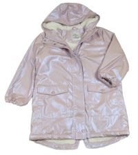 Lila metalický zateplený nepromokavý kabát s kapucí George 