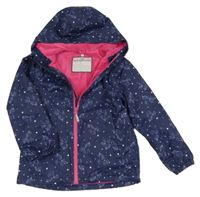 Tmavomodrá šusťáková jarní bunda s jednorožci a kapucí Topolino