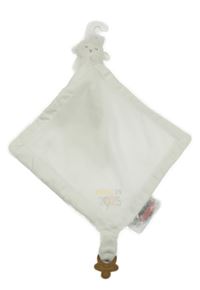 Nové - Bílý plyšový slintáky s ovečkou a klipem na dudlík