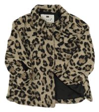 Béžovo-černá leopardí podšitá košilová bunda F&F