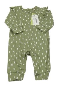 Nové - khaki vzorovaný overal s volánky 