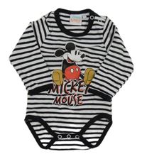 Bílo-černé pruhované body s Mickeym Disney