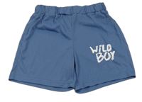 Modrošedé kraťasy s nápisem  