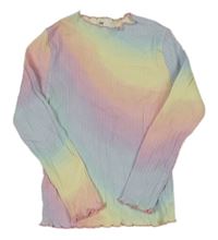 Barevné duhové žebrované triko H&M