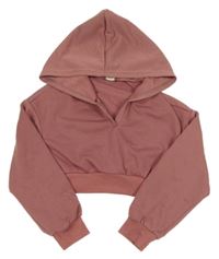 Starorůžová crop mikina s kapucí Shein 