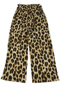 Hnědo-černé leopardí volné kalhoty s páskem Shein