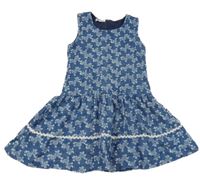 Modro-bílé květované šaty 