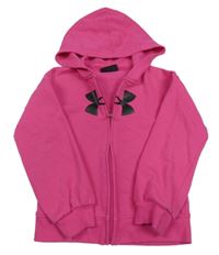 Tmavorůžová funkční propínací mikina s logem a kapucí UNDER ARMOUR