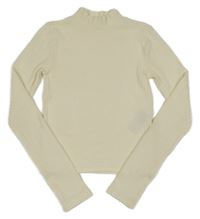 Vanilkové úpletové žebrované crop triko se stojáčkem Y.F.K.