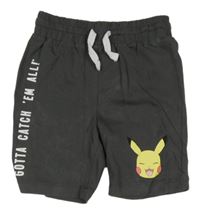 Tmavošedé kraťasy s Pikachu 
