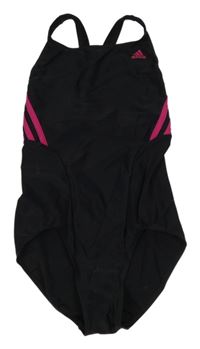 Nové - černé jednodílné plavky s pruhy Adidas