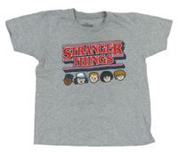 Šedé melírované tričko Stzranger Things