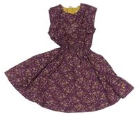 Fialové bavlněné šaty s kytičkami Joules