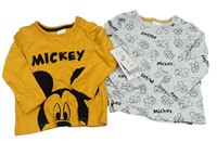 2set - Šedé melírované + okrové triko s Mickeym Disney