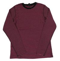 Černo-růžové pruhované triko H&M