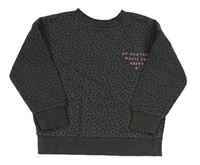 Tmavošedá vzorovaná mikina s nápisem Primark