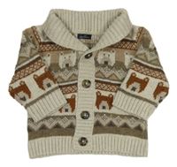 Béžovo-hnědý vzorovaný propínací svetr Next