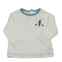 Bílo-modré žebrované triko s medvídkem Dunnes