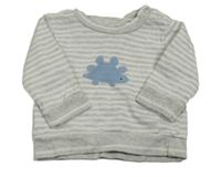 Šedo-bílá pruhovaná mikina s dinosaurem Mothercare