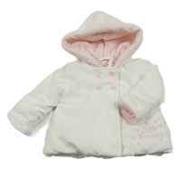 Bílá šusťáková zimní bunda s nápisem a kapucí Orchestra