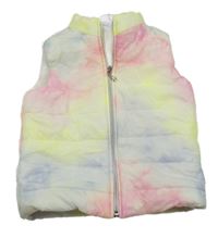 Barevná batikovaná zateplená vesta 