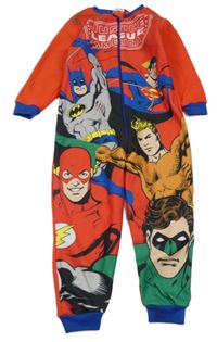 Červený fleecový overal s hrdiny 