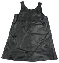 Černé koženkové šaty s kytičkami Zara 