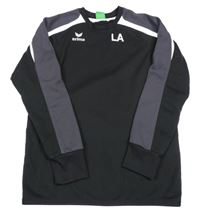 Černo-šedá sportovní mikina s nápisem a pruhy Erima 