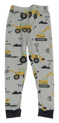 Šedo-černé žebrované pyžamové kalhoty s bagry Shein 