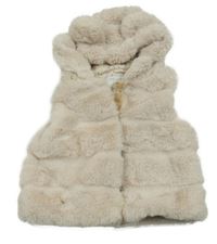 Béžová kožešinová zateplená vesta s kapucí Primark