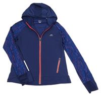 Tmavomodrá propínací sportovní funkční mikina s logem Decathlon 