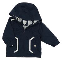 Tmavomodrá šusťáková jarní bunda s kapucí Hugo Boss