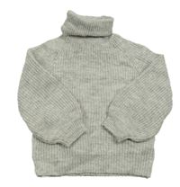 Šedo-stříbrný žebrovaný svetr s rolákem Primark