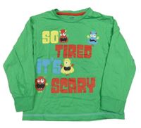 Zelené triko s nápisem a příšerkami Studio 