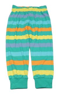 Zelené pyžamové kalhoty s proužky 