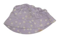 Lila plátěný klobouk s kytičkami H&M