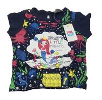 Nové - Tmavomodré tričko s mořskou pannou Pink Blue