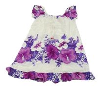 Smetanové lehké šaty s květy 