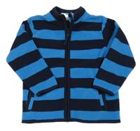 Tmavomodro-modrá pruhovaná fleecová propínací mikina Topolino