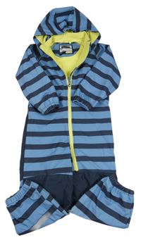 Světlemodro-tmavomodrá pruhovaná softshellová kombinéza s kapucí Tchibo