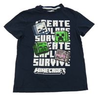 Tmavomodré tričko s potiskem Minecraft C&A