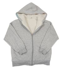 Šedá melírovaná propínací zateplená mikina s kapucí H&M