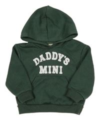 Tmavozelená mikina s nápisem a kapucí Cozy Cub